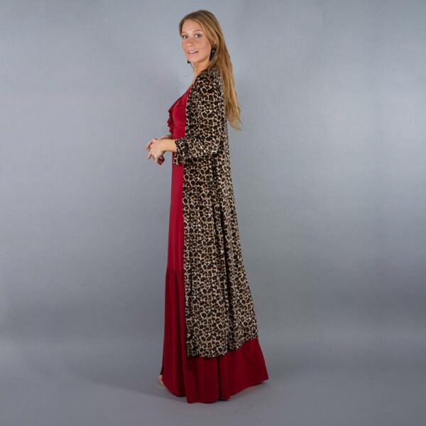 Tapado Kimono Largo Verona Animal Print Terciopelo Maria Paskaro - Imagen 2