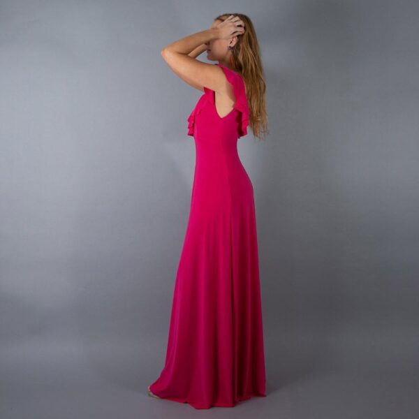 Vestido Largo Marken Fucsia Lycra Vuelo Grande Maria Paskaro - Imagen 2
