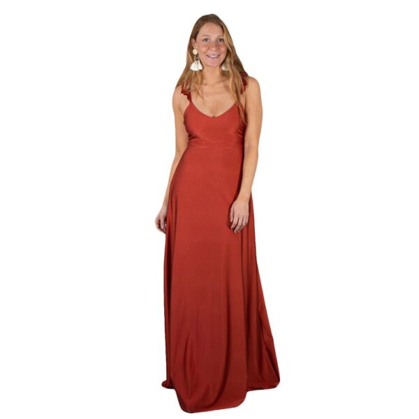 Vestido Largo Jaipur Terracota Lycra Dupont Maria Paskaro