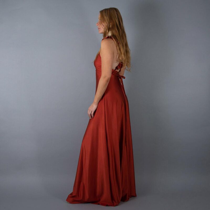 Vestido Largo Jaipur Terracota Lycra Dupont Maria Paskaro