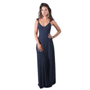 Vestido Largo Jaipur Azul Marino Lycra Vuelitos Maria Paskaro
