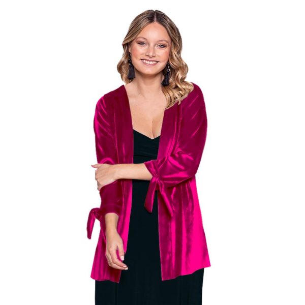 Tapado Kimono Corto Dublin Fucsia Terciopelo Maria Paskaro
