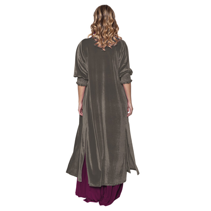Tapado Kimono Santini Taupe Terciopelo Maria Paskaro