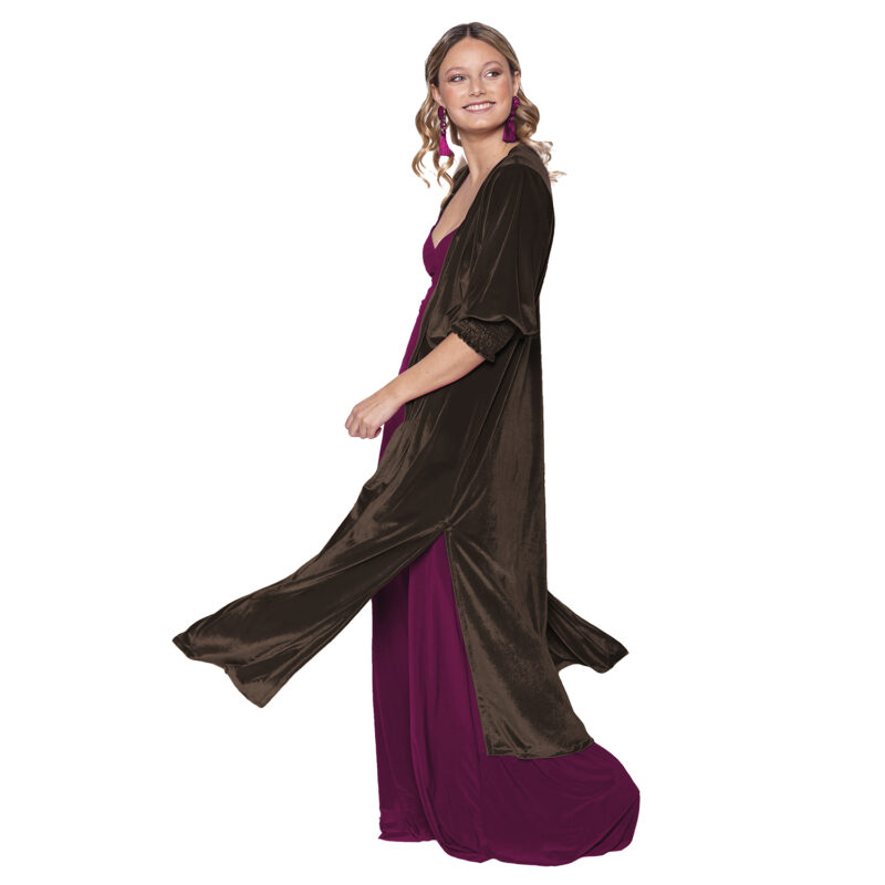Tapado Kimono Santini Chocolate Terciopelo Maria Paskaro
