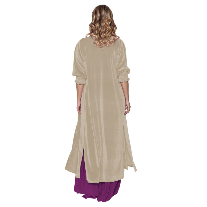 Tapado Kimono Santini Beige Terciopelo Maria Paskaro