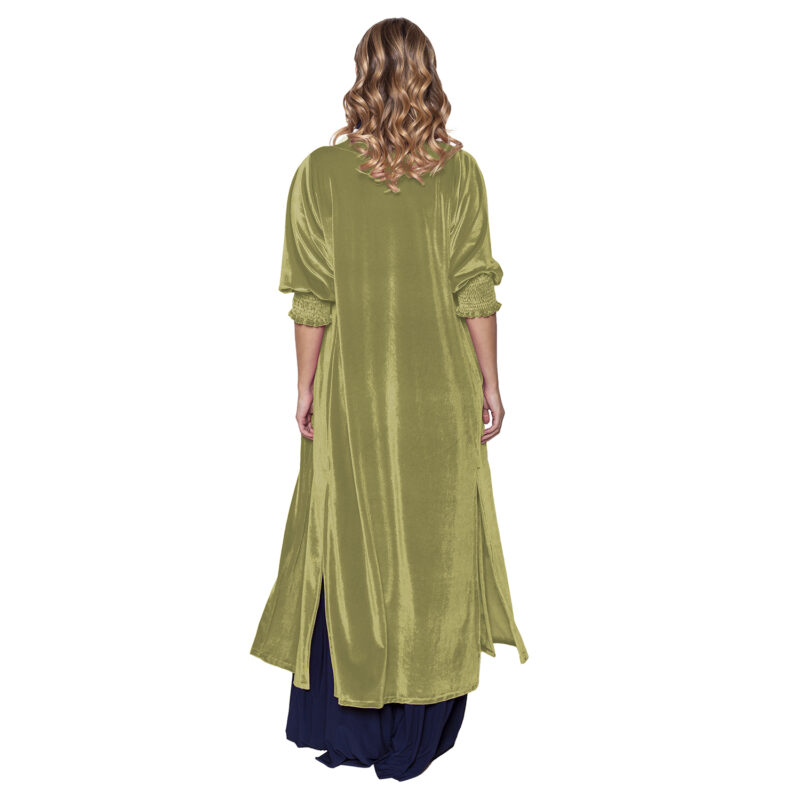 Tapado Kimono Santini Verde Pistacho Terciopelo Maria Paskaro