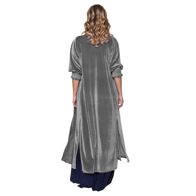 Tapado Kimono Santini Gris Terciopelo Maria Paskaro