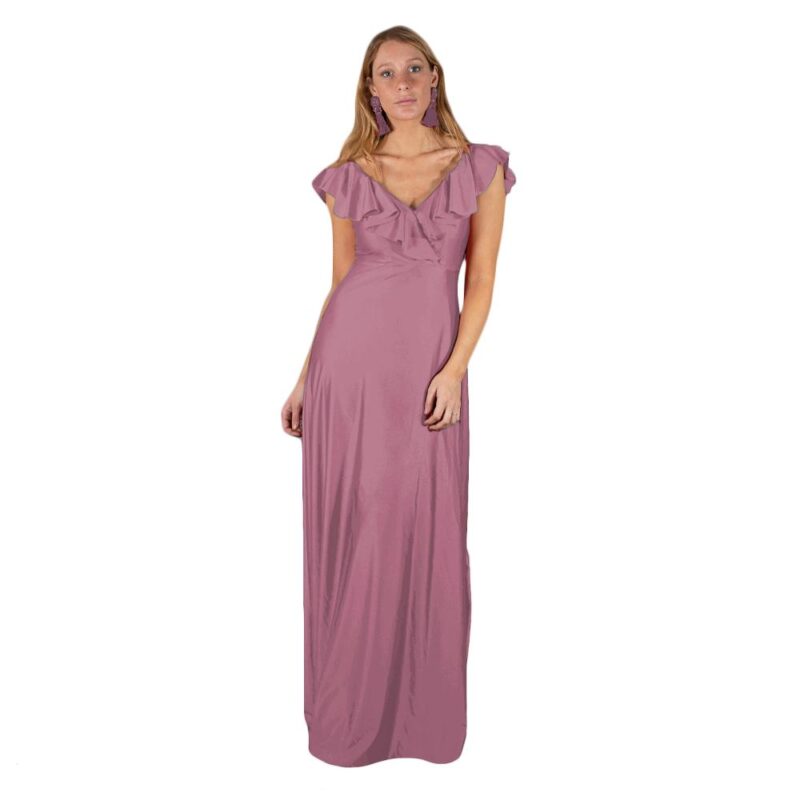 Vestido Largo Marken Lila Lycra Vuelo Grande Maria Paskaro
