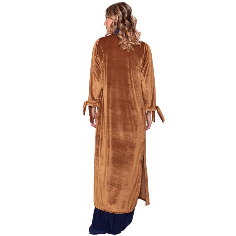 Tapado Kimono Largo Verona Mostaza Lineas Terciopelo Maria Paskaro