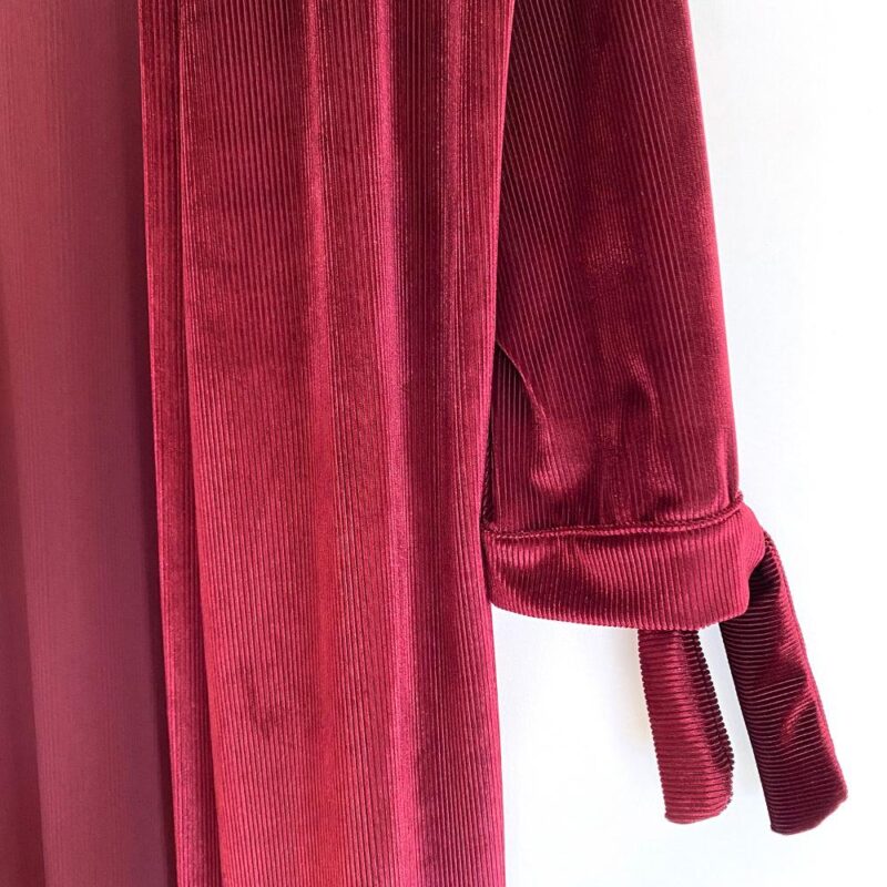 Tapado Kimono Largo Verona Burdeo Terciopelo Lineas Maria Paskaro