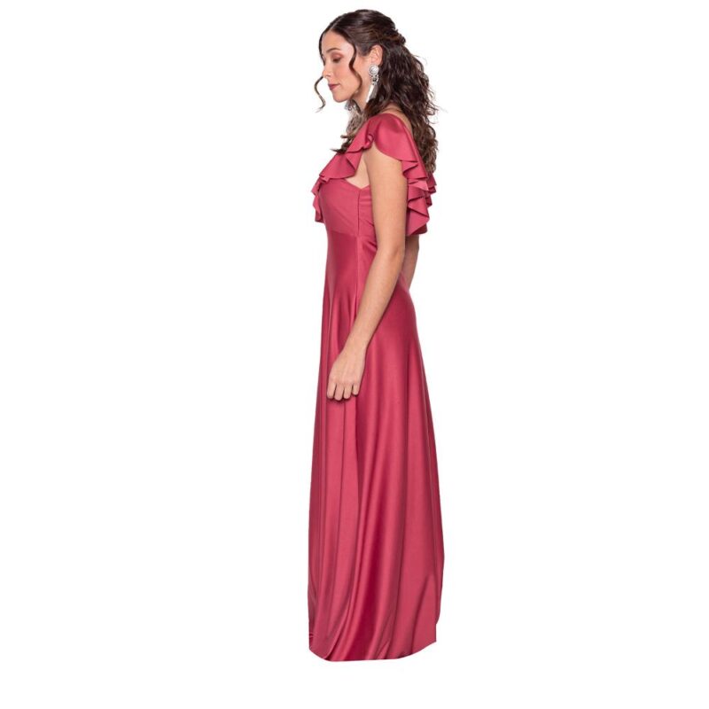 Vestido Largo Marken Rosa Lycra Dupont Maria Paskaro