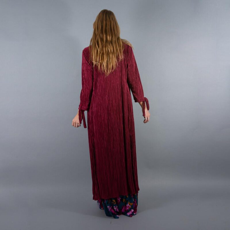 Tapado Kimono Largo Verona Cherry Plisado Maria Paskaro