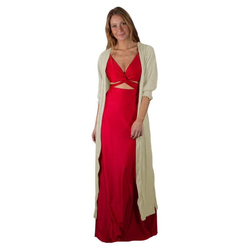Tapado Kimono Largo Santini Blanco Invierno Transparente Maria Paskaro