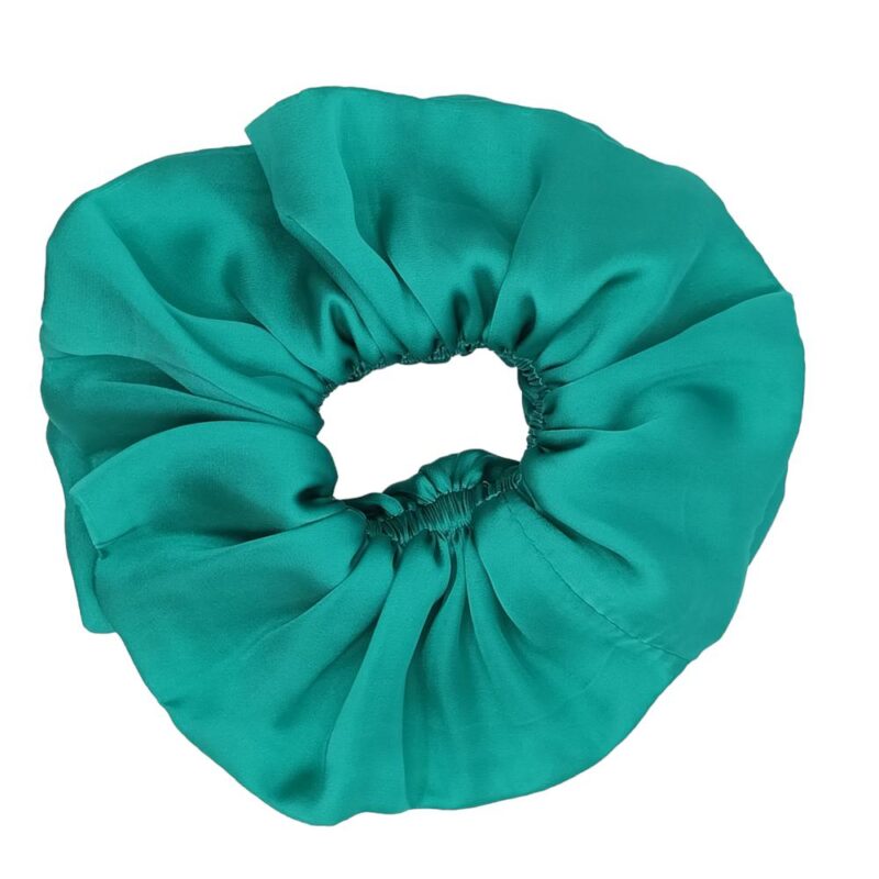Scrunchie Collet Camelia L Turquesa Seda Maria Paskaro