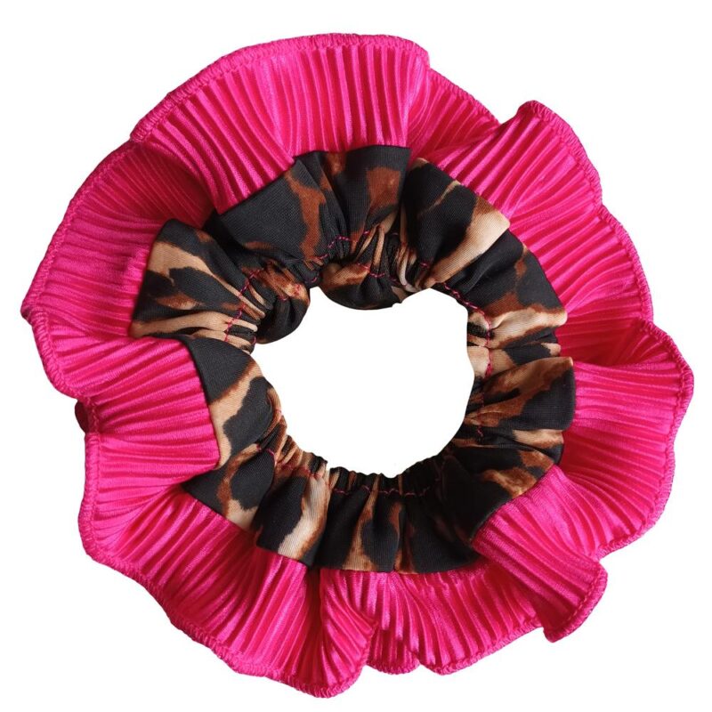 Scrunchie Begonia M Animal Fucsia Plisado Maria Paskaro