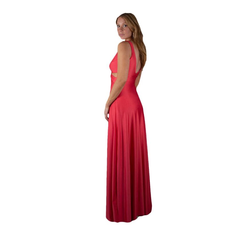 Vestido Largo Algarve Coral Lycra Dupont Maria Paskaro
