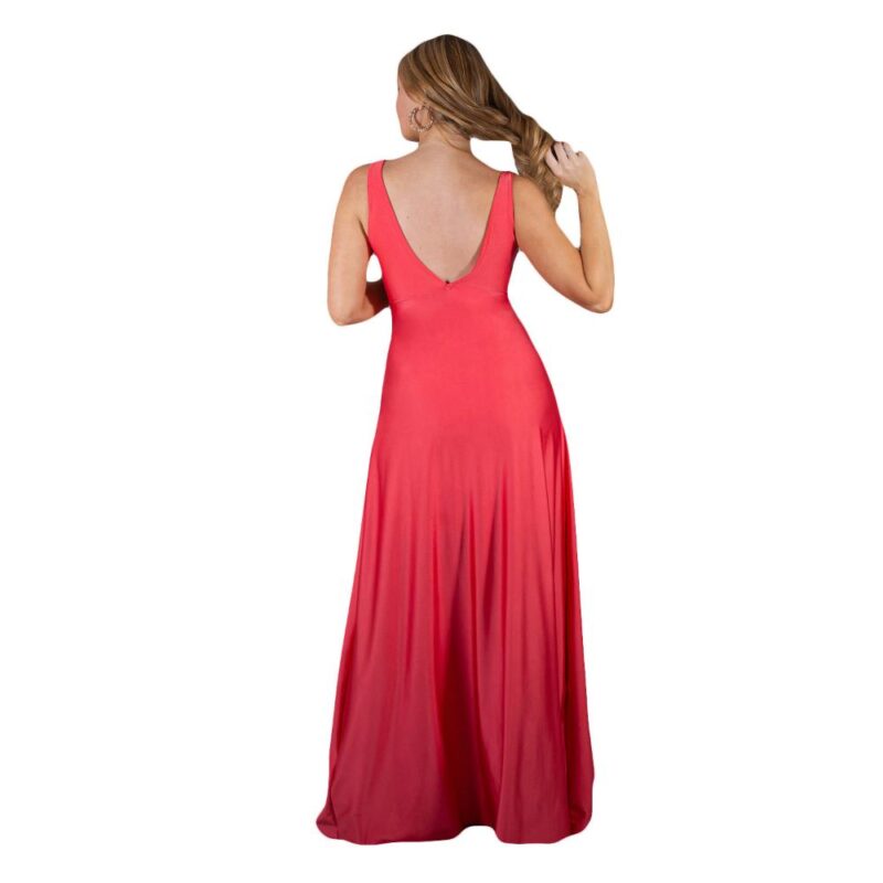 Vestido Largo Algarve Coral Lycra Dupont Maria Paskaro