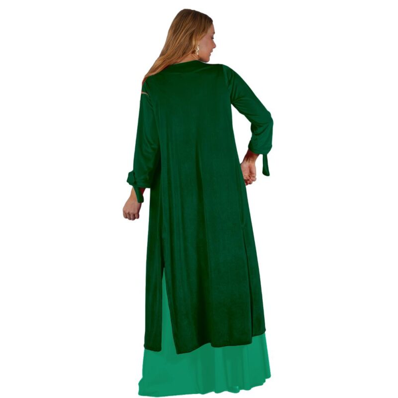 Tapado Kimono Largo Verona Verde Botella Terciopelo Maria Paskaro