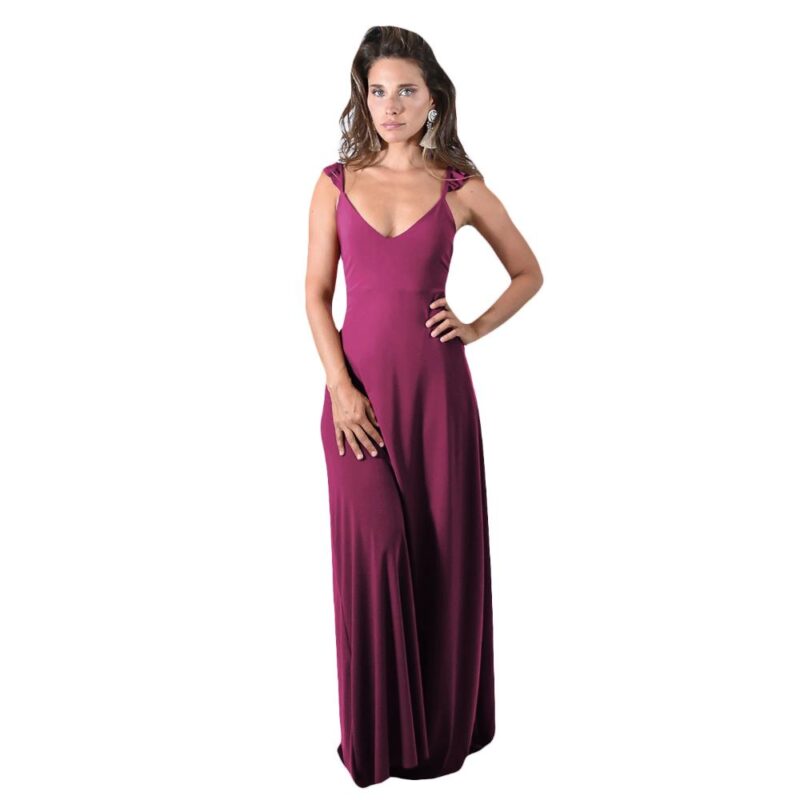 Vestido Largo Jaipur Magenta Lycra Maria Paskaro