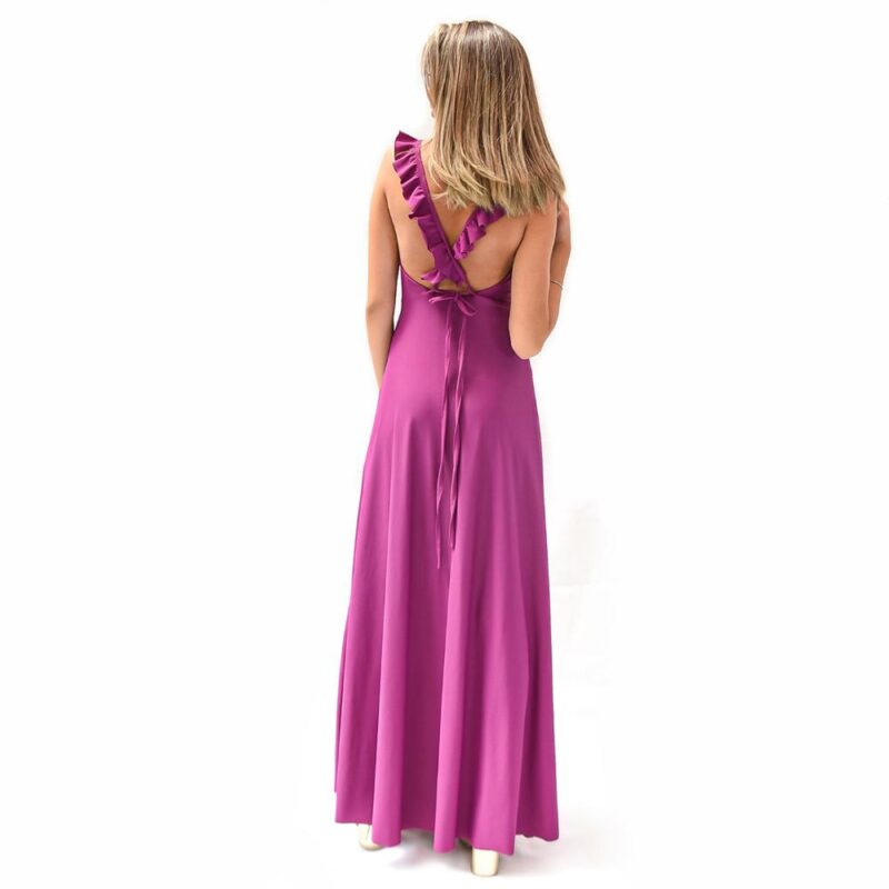 Vestido Largo Jaipur Magenta Lycra Maria Paskaro