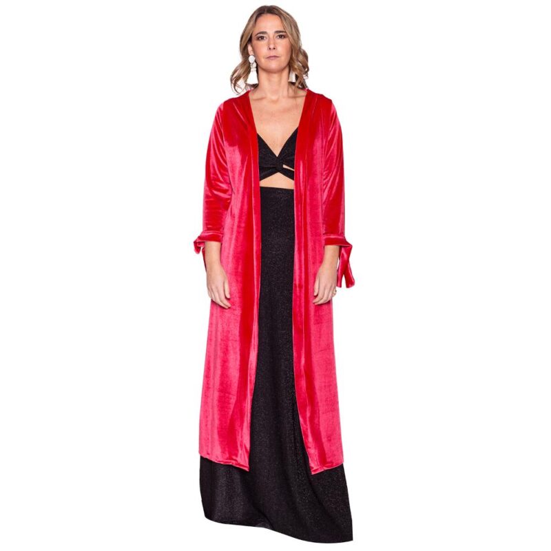 Tapado Kimono Largo Verona Coral Terciopelo Maria Paskaro