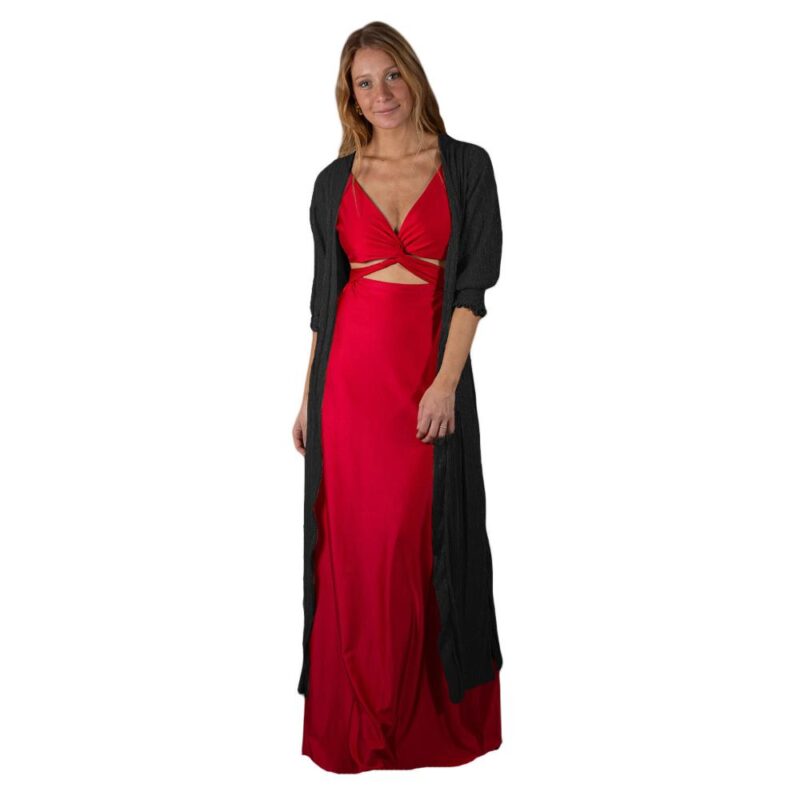 Tapado Kimono Santini Negro Transparente Maria Paskaro