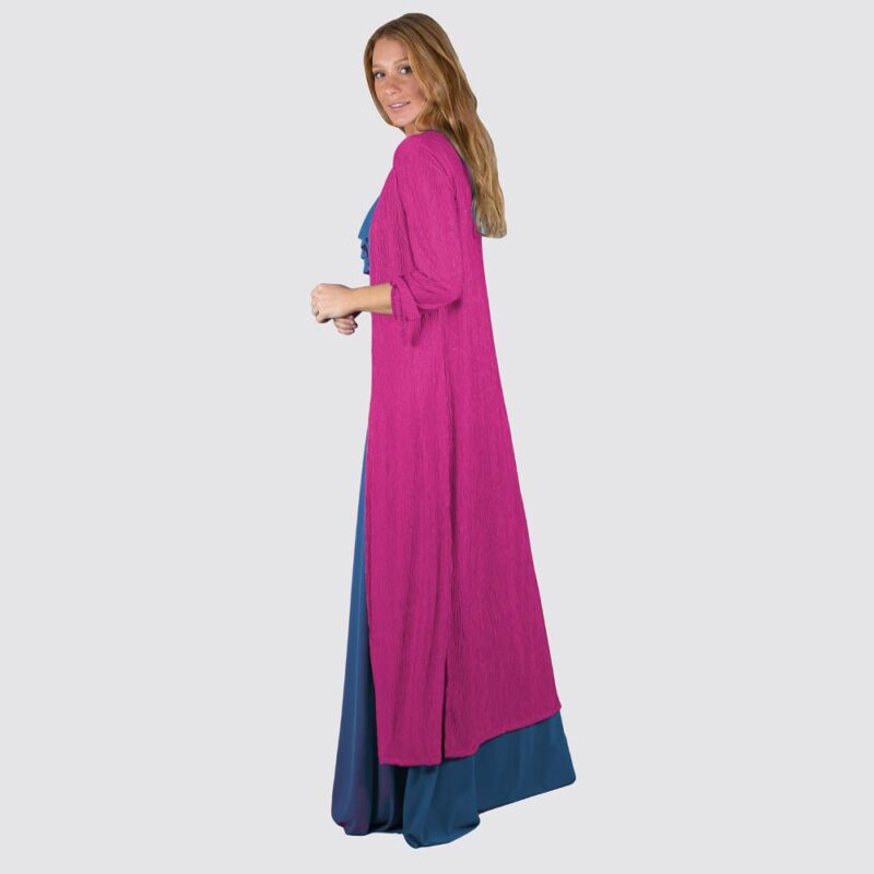 Tapado Kimono Largo Verona Fucsia Plisado Maria Paskaro
