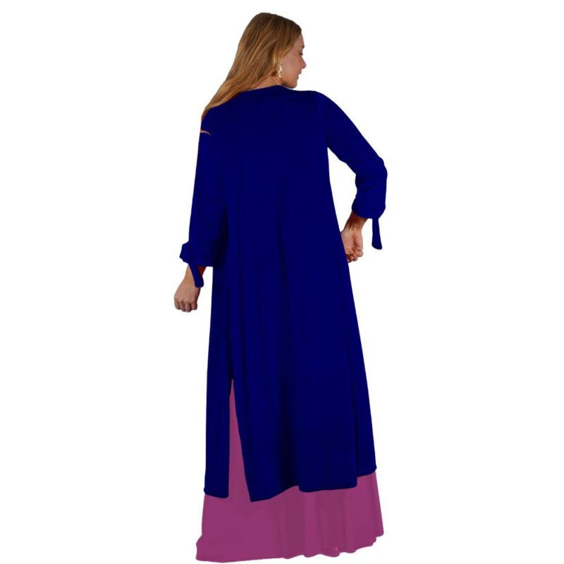 Tapado Kimono Largo Verona Azulino Terciopelo Maria Paskaro