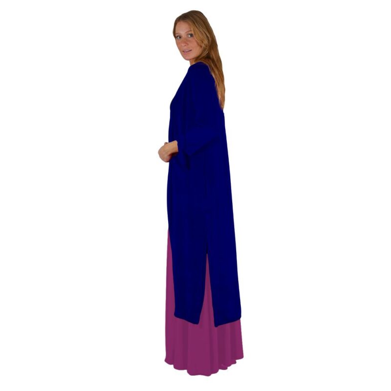 Tapado Kimono Largo Verona Azulino Terciopelo Maria Paskaro