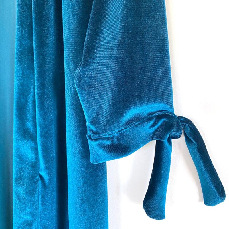 Tapado Kimono Largo Verona Turquesa Terciopelo  Maria Paskaro