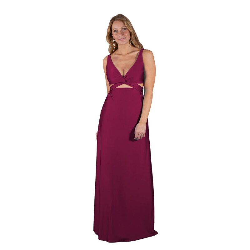 Vestido Largo Algarve Cherry Lycra Dupont Maria Paskaro