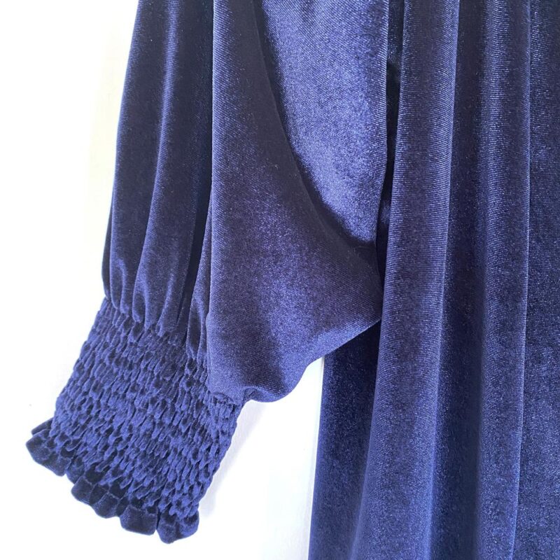 Tapado Kimono Largo Santini Azul Terciopelo  Maria Paskaro