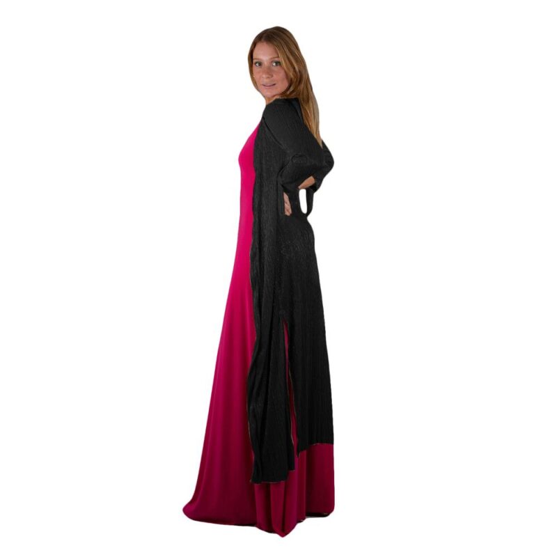 Tapado Kimono Largo Verona Negro Transparente Metalizado Maria Paskaro