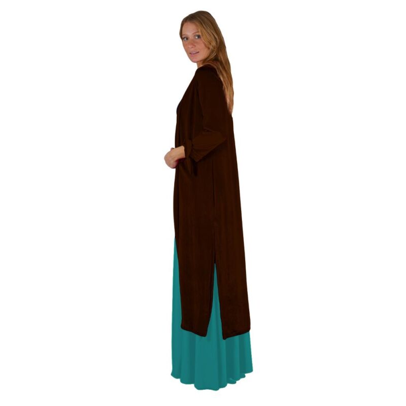 Tapado Kimono Largo Verona Chocolate Terciopelo  Maria Paskaro