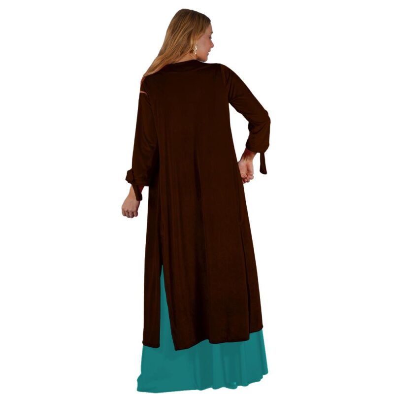 Tapado Kimono Largo Verona Chocolate Terciopelo  Maria Paskaro