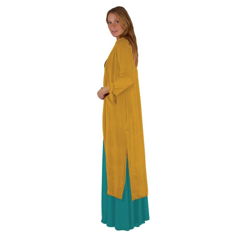Tapado Kimono Largo Verona Mostaza Terciopelo Maria Paskaro