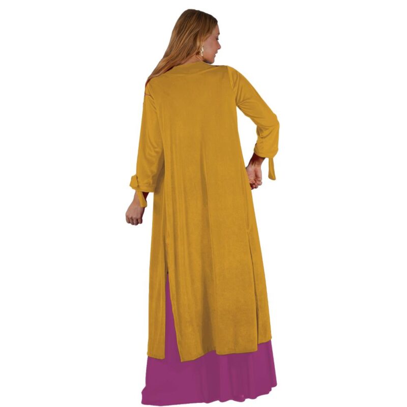 Tapado Kimono Largo Verona Mostaza Terciopelo Maria Paskaro