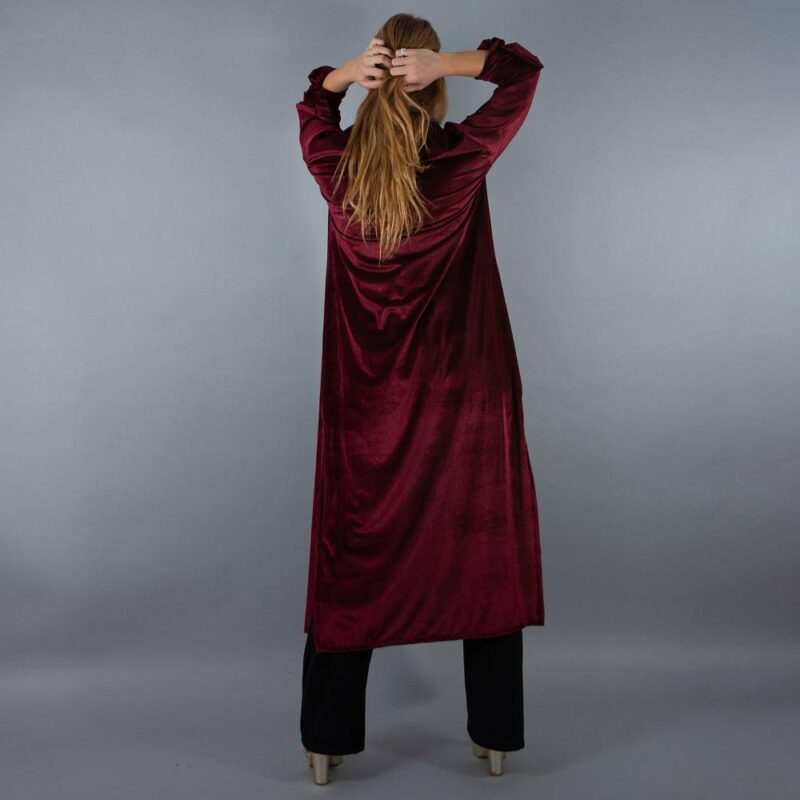 Tapado Kimono Largo Verona Burdeo Oscuro Terciopelo Maria Paskaro
