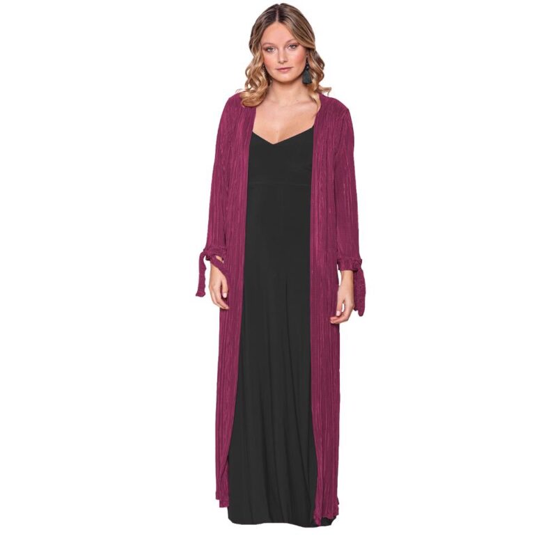Tapado Kimono Largo Verona Magenta Plisado Maria Paskaro