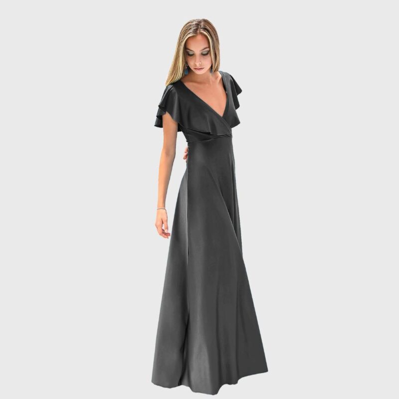 Vestido Largo Marken Negro Lycra Vuelos Maria Paskaro