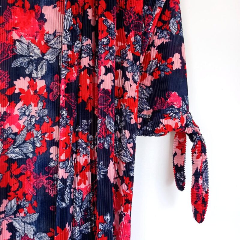 Tapado Kimono Largo Verona Azul Flores Plisado Maria Paskaro