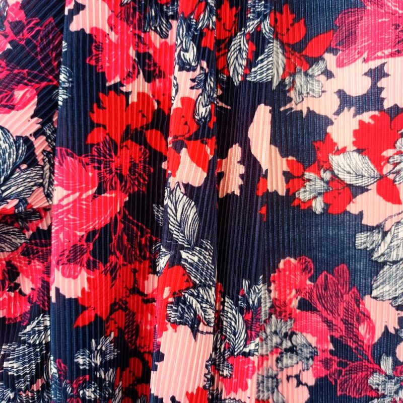 Tapado Kimono Largo Verona Azul Flores Plisado Maria Paskaro
