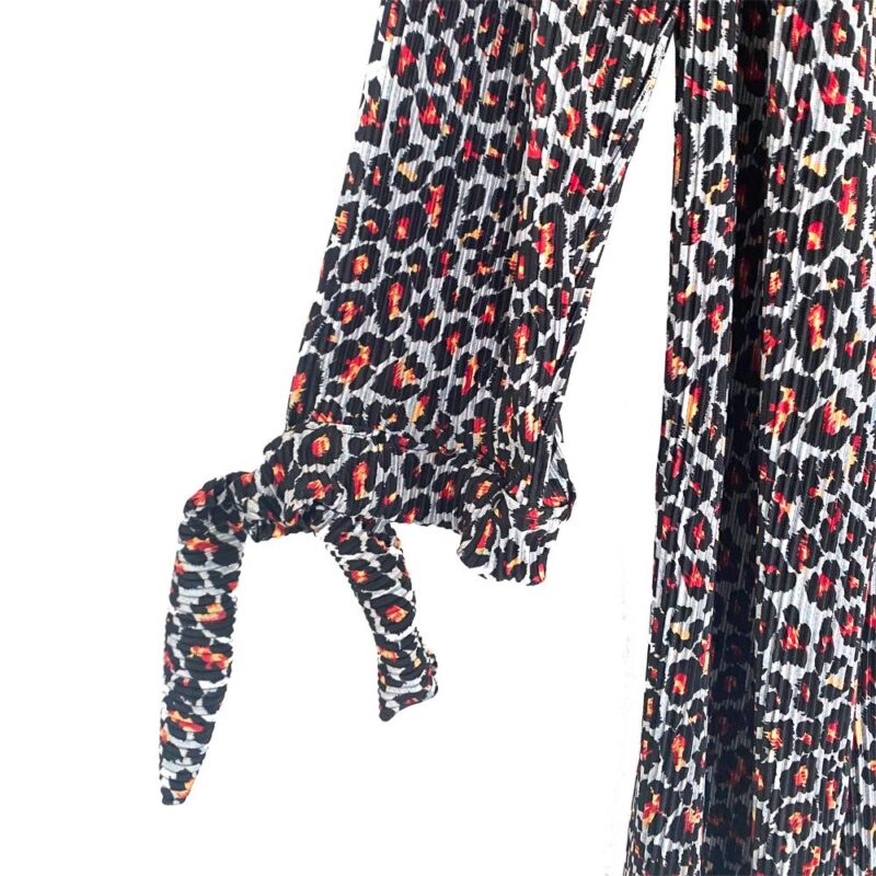 Tapado Kimono Largo Verona Animal Rojo Plisado Maria Paskaro
