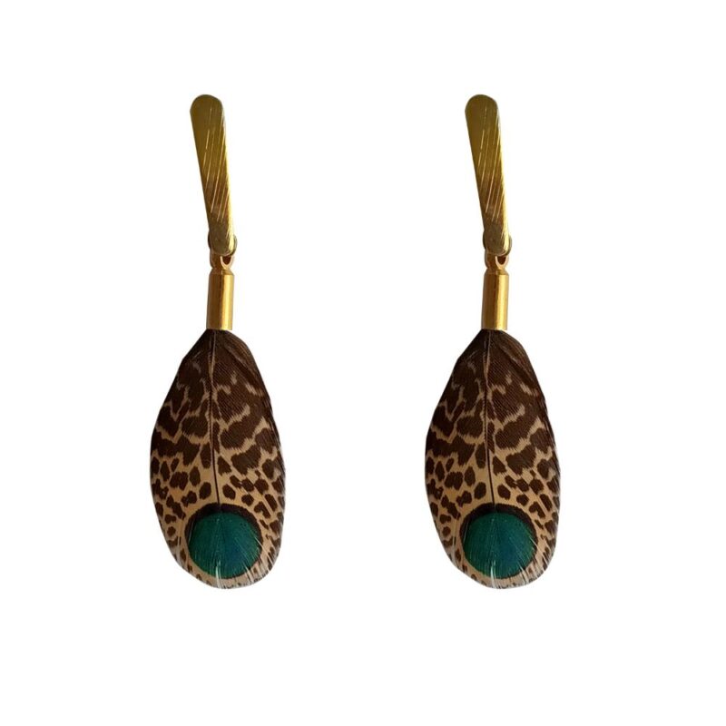 Aros de Pluma Malayo Café Dorado A Maria Paskaro