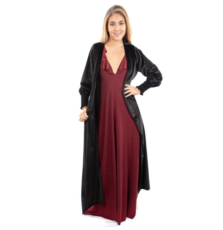 Tapado Kimono Santini Negro Terciopelo Maria Paskaro