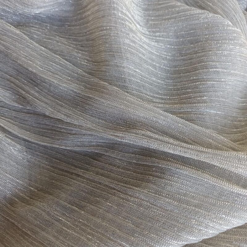 Tapado Kimono Largo Verona Plateado Plisado Transparente Metalizado Maria Paskaro
