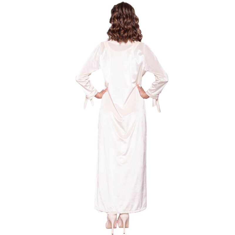 Tapado Kimono Largo Verona Beige Terciopelo Lineas Maria Paskaro