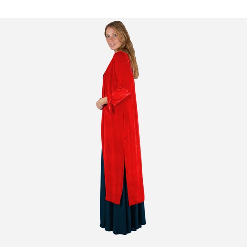 Tapado Kimono Largo Verona Rojo Terciopelo Maria Paskaro