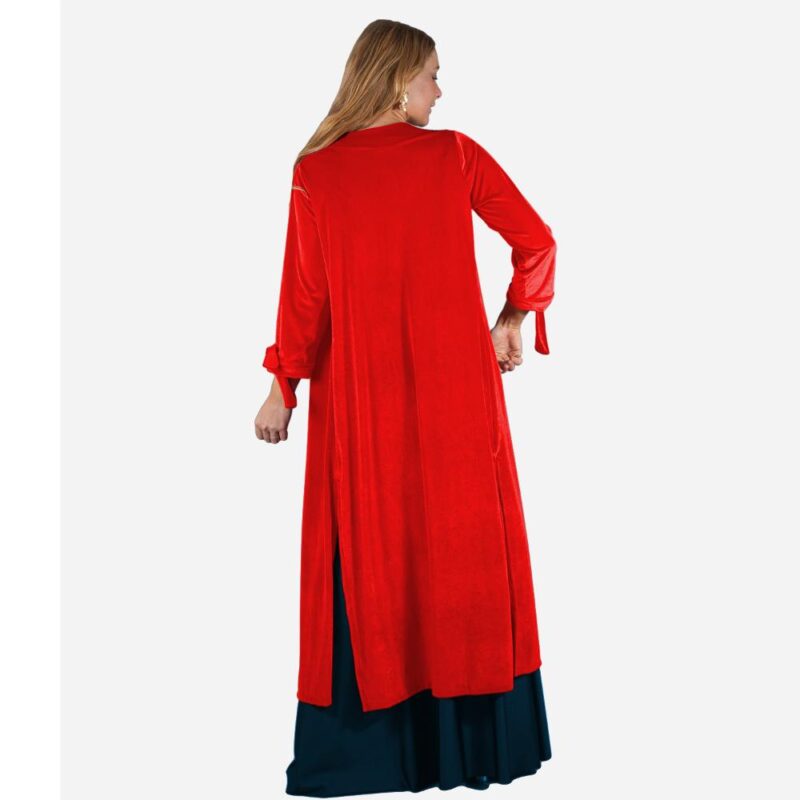 Tapado Kimono Largo Verona Rojo Terciopelo Maria Paskaro