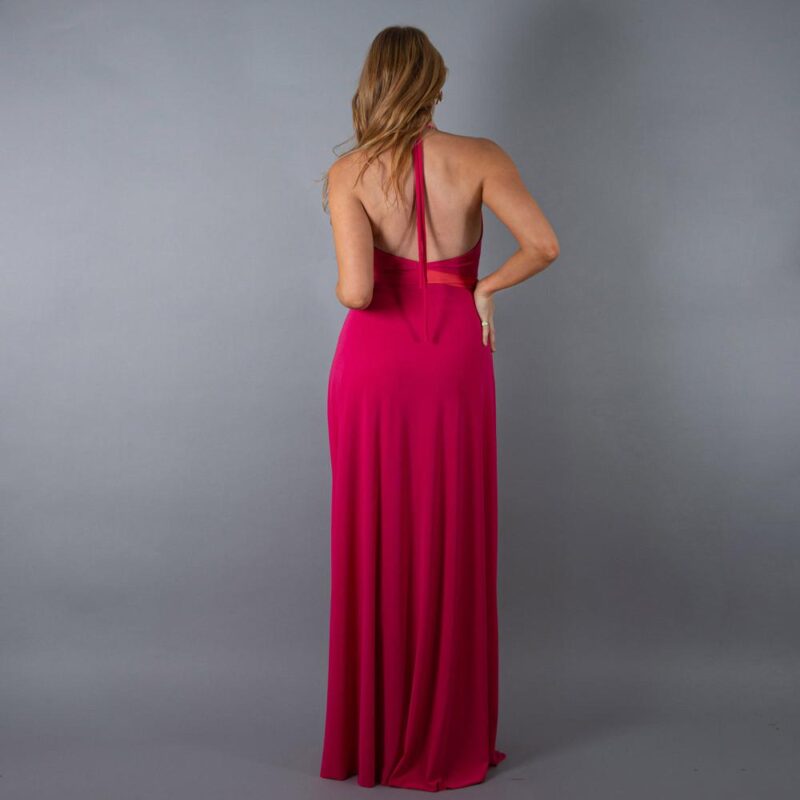 Vestido Largo Merida Fucsia Tira Coral Lycra Maria Paskaro